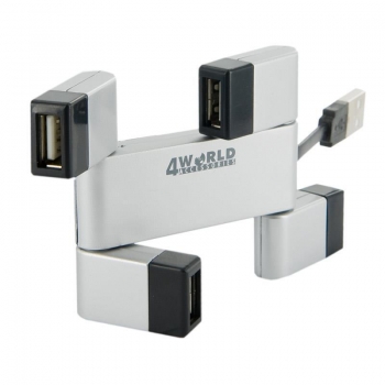 Hub USB Folded 4 porturi color, argintiu