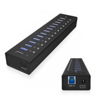 Icy Box 13 Port USB 3.0 Hub with USB charge port, Black