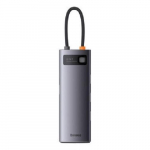 Docking Station Baseus Metal Gleam, conectare PC USB Type-C, USB 3.0 x 3, VGA x 1, USB Type C x 1 PD 20V/5A, HDMI x 1/4K/30Hz, card reader SD/microSD, gri "WKWG030213"