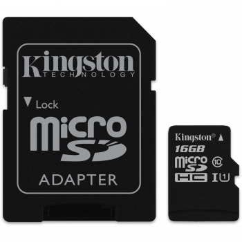 Card Memorie Kingston Micro SDHC 16GB Clasa 10, UHS-I + Adaptor SD SDCS/16GB