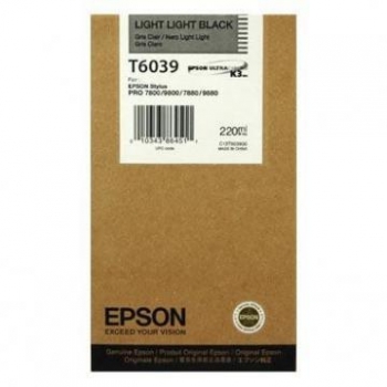 Cartus Cerneala Epson T6039 Light Light Black 220 Pagini for Stylus Pro 7800, Stylus Pro 7880, Stylus Pro 9800, Stylus Pro 9880 C13T603900