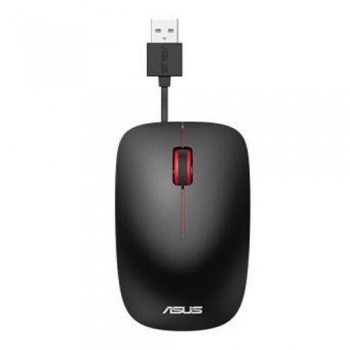 Mouse Asus UT300 Optic 3 butoane 1000dpi cablu retractabil 70cm design ambidextru Matte Black-Red 90XB0460-BMU000