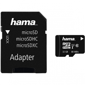 Card Memorie Hama MicroSD 32GB Clasa 10 + adaptor SD 124139