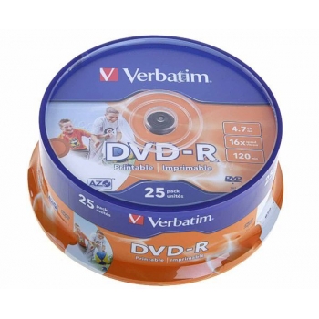DVD-R Verbatim 4,7GB 16X PRINTABIL 25 bucati 43538