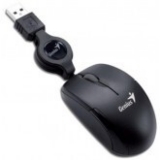 Mouse Genius cu fir, optic, Micro Traveler V2, 1200dpi, negru, cablu retractabil, 74mm lungime, USB