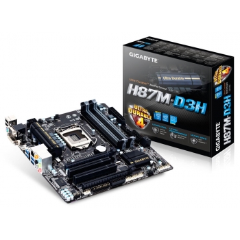 Placa de baza Gigabyte H87M-D3H Socket 1150 Chipset Intel H87 4x DIMM DDR3 2x PCI-E x16 3.0 2x PCI HDMI DVI VGA 4x USB 3.0 MicroATX