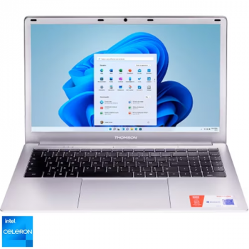 Laptop Thomson Neo N15 UA-N15C8SL512 cu procesor Intel Celeron N5100 pana la 2.8 GHz, 15.6", HD, 8GB DDR4, 512GB SSD, Intel UHD Graphics, Windows 11 Home, Silver 