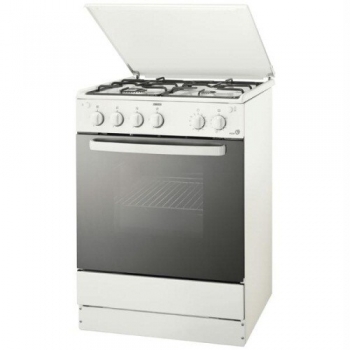 Aragaz Zanussi ZCG642TSW 4 arzatoare gaz, siguranta plita si cuptor, aprindere electrica plita si cuptor, grill gaz, rotisor,timer mecanic usa cu 2 straturi de geam capac metalic Alb