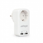 Priza Gembird 1 x Socket, USB charger 2-port, 2.1A, White