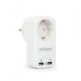 Priza Gembird 1 x Socket, USB charger 2-port, 2.1A, White