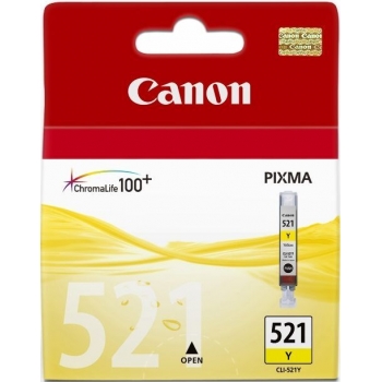 Cartus Cerneala Canon CLI-521Y Yellow 470 Pagini for Pixma IP3600, IP4600, IP4700, MP550, MP560, MP620, MP630, MP640, MP980, MP540, MP990, MX870 BS2936B001AA