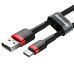 Cablu alimentare si date Baseus Cafule, Fast Charging pentru smartphone, USB la USB Type-C 3A, 1m, rosu-negru CATKLF-B91