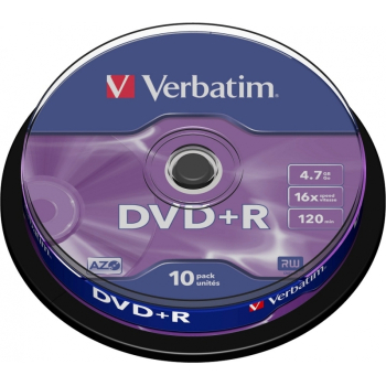 Consumabil DVD+R VERBATIM 4.7GB, 120min, viteza 16x, 10 buc, Single Layer, spindle, Matt Silver 43498 951763 