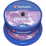 Consumabil DVD+R VERBATIM 4.7GB, 120min, viteza 16x, 50 buc, Single Layer, spindle, Matt Silver 43550 