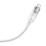 CABLU alimentare si date Baseus Explorer, Fast Charging Data Cable pt. smartphone, USB la Iphone Lightning 20W, 1m, control inteligent al temperaturii, alb 