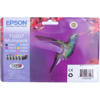 Multipack Cartuse Cerneala Epson T0807 6 cartuse black, cyan, magenta, yellow, light cyan, light magenta for Epson Stylus Photo PX700W, R265, R285, R360, RX560, RX585 C13T08074011