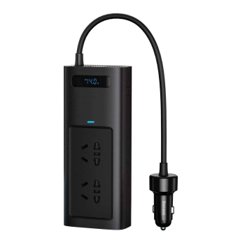 INVERTOR ELECTRIC auto Baseus, IGBT, 2 x AC, 2 x USB Type-C, 1 x USB, 150W 220V, conectare auto 12V, negru CGNB020101 (timbru verde 2.00 lei) - 6932172628093 
