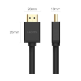 CABLU video Ugreen, HD104 HDMI (T) la HDMI (T), rezolutie maxima 8K UHD (7680 x 4320) la 60 Hz, 2m, braided, negru 80403 (timbru verde 0.8 lei)- 6957303884032 