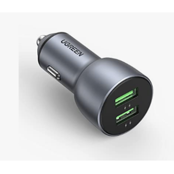 INCARCATOR auto Ugreen, CD213 2 x USB Output 5V/3A QC3.0, total output 36W, pt. bricheta auto, gri 10144 (timbru verde 0.8 lei) - 6957303811441 