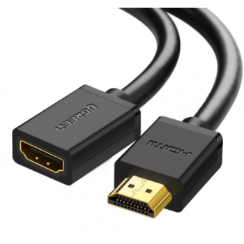 CABLU video prelungitor Ugreen, HD107 HDMI (T) la HDMI (M), rezolutie maxima 4K UHD (3840 x 2160) la 60 Hz, conectori auriti, 3m, negru 10145 (timbru verde 0.8 lei) - 6957303811458 