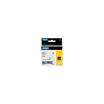Dymo RHINO TAPE VINYL 12MM/5.5M/BLACK ON WHITE 18444