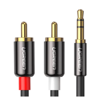 CABLU audio Ugreen, AV116 stereo 3.5 mm jack (T) la 2 x RCA (T), 3m, conectori auriti, negru 10590 (timbru verde 0.18 lei) - 6957303815906 