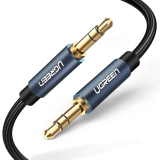 CABLU audio Ugreen, AV112 stereo (3.5 mm jack T/T), conectori auriti, 2m, braided, albastru 10687 (timbru verde 0.18 lei) - 6957303816873 