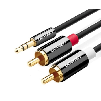CABLU audio Ugreen, AV116 stereo 3.5 mm jack (T) la 2 x RCA (T), 1m, conectori auriti, negru 10749 (timbru verde 0.18 lei) - 6957303801237 CABLU audio Ugreen, AV116 stereo 3.5 mm jack (T) la 2 x RCA (T), 1m, conectori auriti, negru 10749 (timbru verde 0.18 lei) - 6957303801237