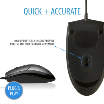 V7 MOUSE OPTICAL BLK/SIL RETAIL/USB 3 BUTTON WHEEL 1000DPI IN MV3000010-5EC