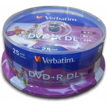 DVD+R VERBATIM 8X 8,5GB SP25/PK DL PRINT 43667