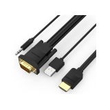 CABLU video Vention, HDMI(T) la VGA (T) + Jack 3.5mm+ USB 2.0, 2m, rezolutie 1080p la 60Hz, PVC, negru, 