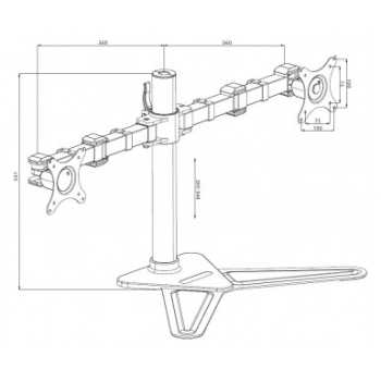 DUAL DESKTOP ARM STAND 10-30IN 100X100 HAS 10KG