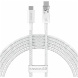 CABLU alimentare si date Baseus, Explorer Smart Temperature Control, Fast Charging Data Cable pt. smartphone, USB Type-C (T) la USB Type-C (T), 100W, braided, 2m, alb, P10319703221-01 (include TV 0. 