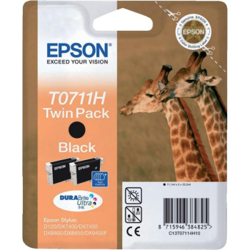 Pachet Cartus Cerneala Epson T0711H Black 2 Bucati 2x11.1ml for D120, DX7400, DX8400, DX9400F C13T07114H10