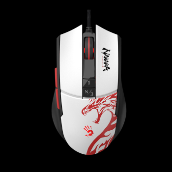 MOUSE A4tech - gaming, Bloody co-branded Naraka, cu fir, USB, optic, 12000 cpi, butoane/scroll 10/1, alb, L65 Max (include TV 0.18lei) L65-MAX