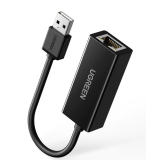 ADAPTOR RETEA Ugreen, CR110 USB 2.0 to RJ-45 10/100 Mbps Adapter, LED, negru 20254 (timbru verde 0.18 lei) - 6957303822546 