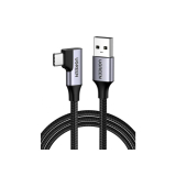 CABLU alimentare si date Ugreen, US385, Fast Charging Data Cable pt. smartphone,USB 3.0 la USB Type-C, 3A, unghi 90 grade, braided, 1m, negru 20299 (timbru verde 0.08 lei) - 6957303822997 