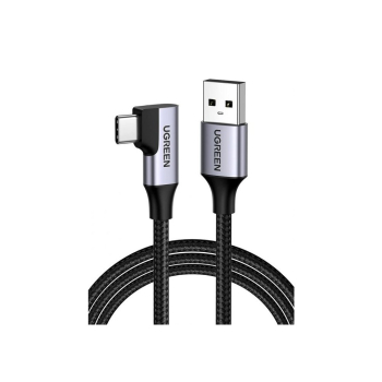CABLU alimentare si date Ugreen, US385, Fast Charging Data Cable pt. smartphone,USB 3.0 la USB Type-C, 3A, unghi 90 grade, braided, 1m, negru 20299 (timbru verde 0.08 lei) - 6957303822997 