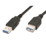 Connection 1: USB A male / Connection 2: USB A socket / USB Standard: USB 3.0 / Hoods: molded / Cable Type: 9-wire / double shielding / AWG: 28 / certified: UL2725 / surface plugs: Nickel / Length: 1.80 m