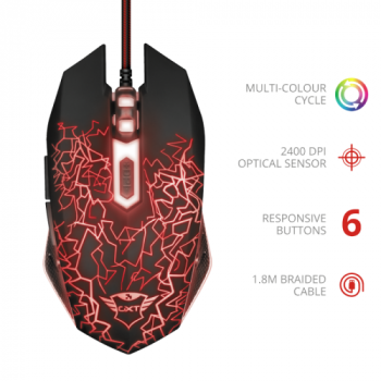 MOUSE Trust - gaming GXT 105 Izza Illuminated Gaming Mouse 