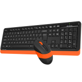 Kit TASTATURA si Mouse A4TECH, Fstyler FG10+FGK10, wireless, 104 taste format standard, mouse 2000dpi, 4/1 butoane, negru & portocaliu, FG1010 Orange (timbru verde 0.8 lei) 