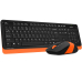 Kit TASTATURA si Mouse A4TECH, Fstyler FG10+FGK10, wireless, 104 taste format standard, mouse 2000dpi, 4/1 butoane, negru & portocaliu, FG1010 Orange (timbru verde 0.8 lei)