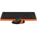 Kit TASTATURA si Mouse A4TECH, Fstyler FG10+FGK10, wireless, 104 taste format standard, mouse 2000dpi, 4/1 butoane, negru & portocaliu, FG1010 Orange (timbru verde 0.8 lei)