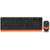 Kit TASTATURA si Mouse A4TECH, Fstyler FG10+FGK10, wireless, 104 taste format standard, mouse 2000dpi, 4/1 butoane, negru & portocaliu, FG1010 Orange (timbru verde 0.8 lei)