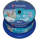 Consumabil CD-R VERBATIM 700MB, 80min, viteza 52x, 50 buc, spindle, printabil, AZO Wide Inkjet Printable 43438 
