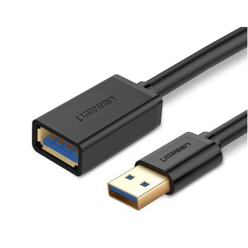 CABLU USB Ugreen prelungitor, US129 USB 3.0 (T) la USB 3.0 (M), conectori auriti, 3m, negru, 30127 (timbru verde 0.18 lei) - 6957303831272 