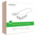 PLACA de SUNET Ugreen, US205 extern, interfata USB 2.0, conectori 2 x jack 3.5 mm, alb 30143 - 6957303802777