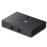 SWITCH USB SHARING Ugreen, 30345 porturi USB: USB-B x 2, conectare prin USB 2.0, cablu 1.5m inclus, buton comutare PC, LED, plastic, negru, 30345 (timbru verde 0.08 lei) - 6957303833450 