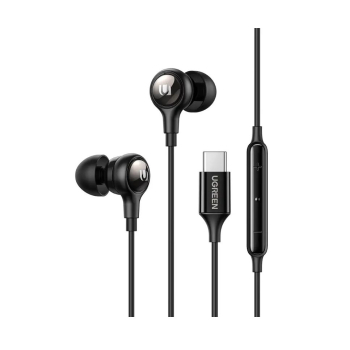 CASTI Ugreen, EP103, intraauriculare - butoni, pt smartphone, microfon pe fir, conectare prin USB Type-C, lungime cablu 1.2m, negru, 30638, (timbru verde 0.18 lei) - 6957303836383 
