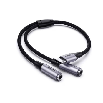 CABLU audio Ugreen, AV144 USB Type-C (T) la 2 x 3.5 mm jack (M), 0.20 m, argintiu 30732 (timbru verde 0.18 lei) - 6957303837328 